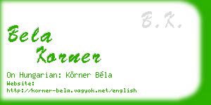bela korner business card