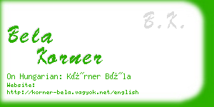 bela korner business card